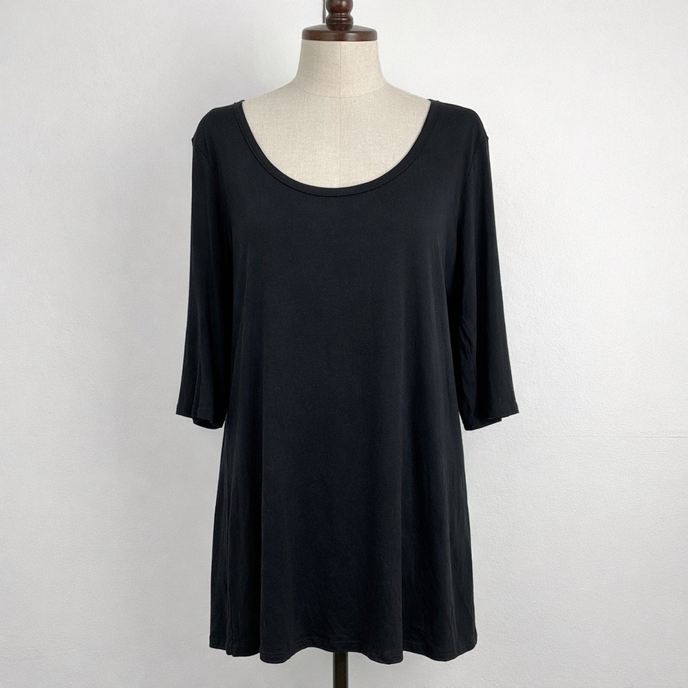 J. Jill Pure Jill XL Petite Ballet-Sleeve Tunic‎ Black Cotton Modal Scoop Neck
